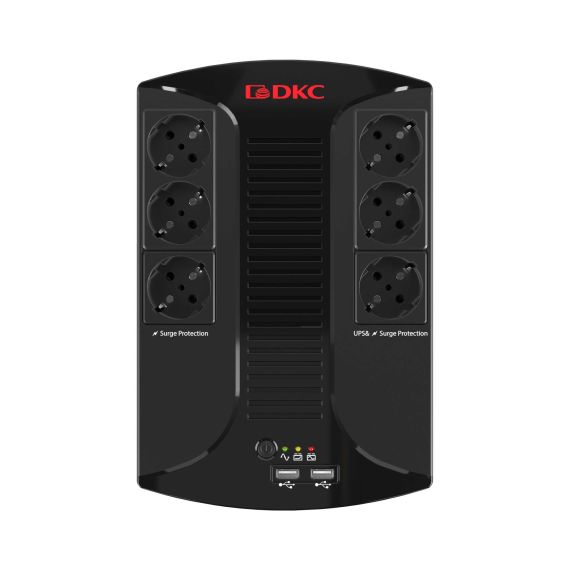 Линейно-интерактивный ИБП ДКС серии Info PDU, 600 ВА/360 Вт, 1/1, 6xSchuko,  USB для зарядки (2), USB + RJ11, 1x7Aч