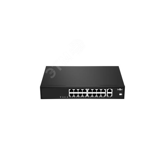 Коммутатор неуправляемый, 16 RJ-45 POE портов, 2 RJ-45 Uplink Smartec ST-NS216MB-GD