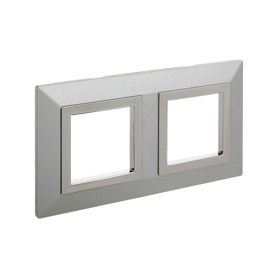 Рамка из металла, "Avanti", светло-серебристая, 2 поста (4 мод.)