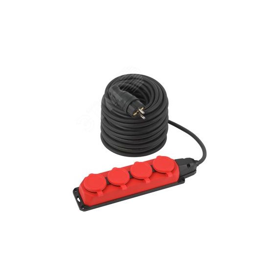Удлинитель силовой UK-4e-3x1,5-40m-IP44(KG) с заземлением 4 розетки каучук 40м КГ 3х1,5мм2 IP44 ЭРА Б0057589