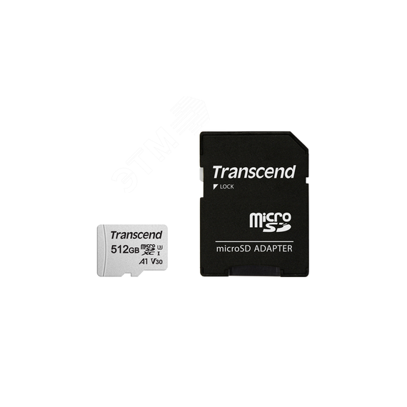 Карта памяти 512GB MicroSD 300S UHS I, SDXC, V30, U3, 100 МБ/с, Class 10 Transcend TS512GUSD300S-A