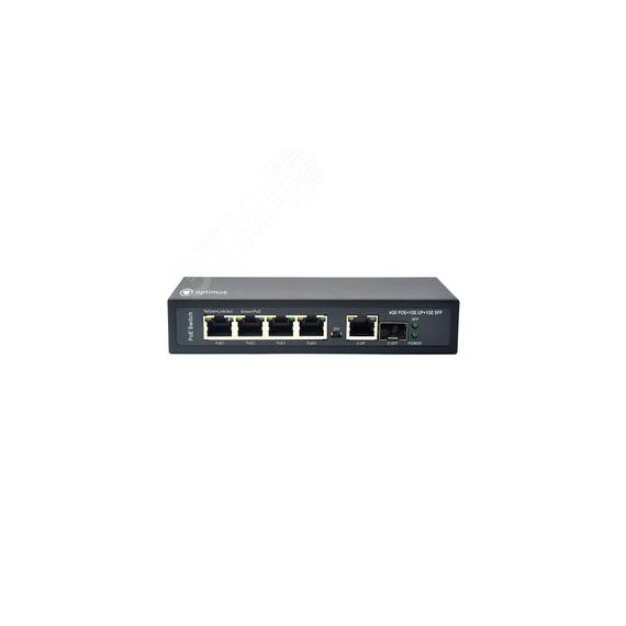 Коммутатор неуправляемый PoE 4 порта 1000 Мб/с RJ45, 1хSFP, 65 Вт Optimus CCTV U1E-4G/1G/1S