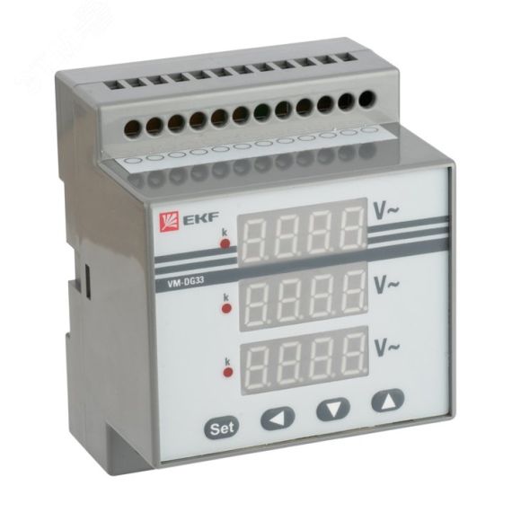 Вольтметр цифровой VD-G33 на DIN трехфазный PROxima EKF vd-g33