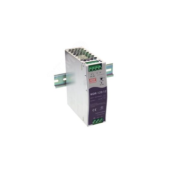 Блок питания AC-DC, 120Вт, вход 180-550V AC, 47-63Гц,254-780V DC, выход 48В,0-2,5A, рег. вых=48-58В, в кожухе на DIN-рейку Mean well WDR-120-48