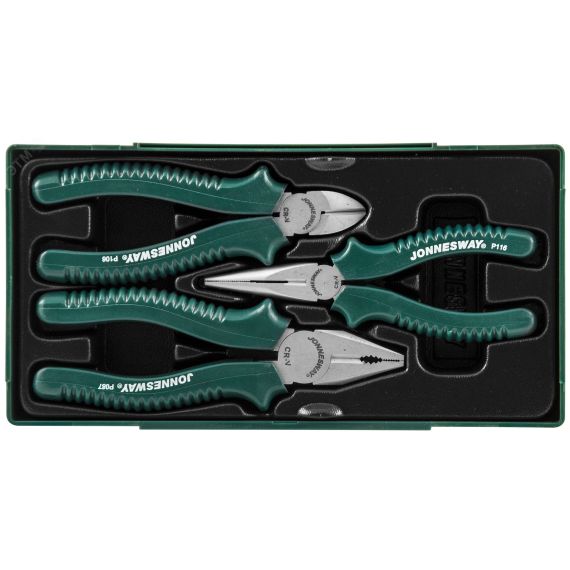 Набор шарнирно-губцевого инструмента в ложементе с пластиковой крышкой, 3 предмета Jonnesway P0813SC