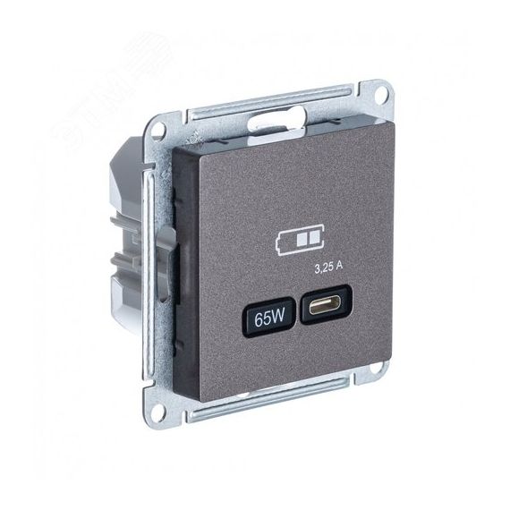 ATLASDESIGN USB РОЗЕТКА тип-C 65W высокоскор.заряд. QC, PD, механизм, МОККО SE (Systeme) ATN000627