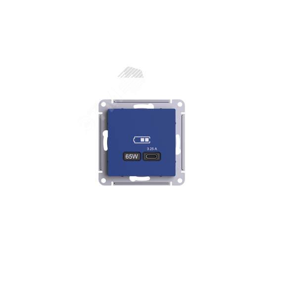 ATLASDESIGN USB РОЗЕТКА тип-C 65Вт высокоскор.заряд. QC,PD, механизм, АКВАМАРИН SE (Systeme) ATN001127