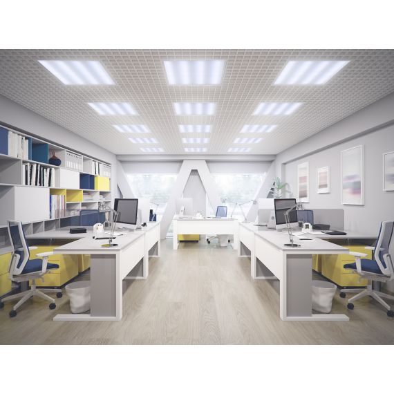 PRO Панель светодиодная ДВО 2001 45Вт 6500К IP40 588х588мм Грильято опал IEK