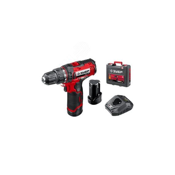 Дрель-шуруповерт 12В, 2 АКБ (2Ач), в кейсе ЗУБР ДШЛ-125-22