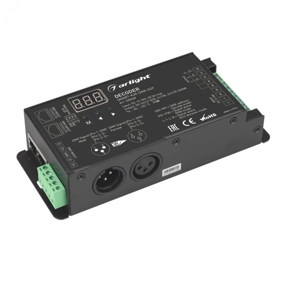 Декодер SMART-K35-DMX-SUF (12-36V, 3x10A, XLR3) (ARL, Металл) Arlight 028408
