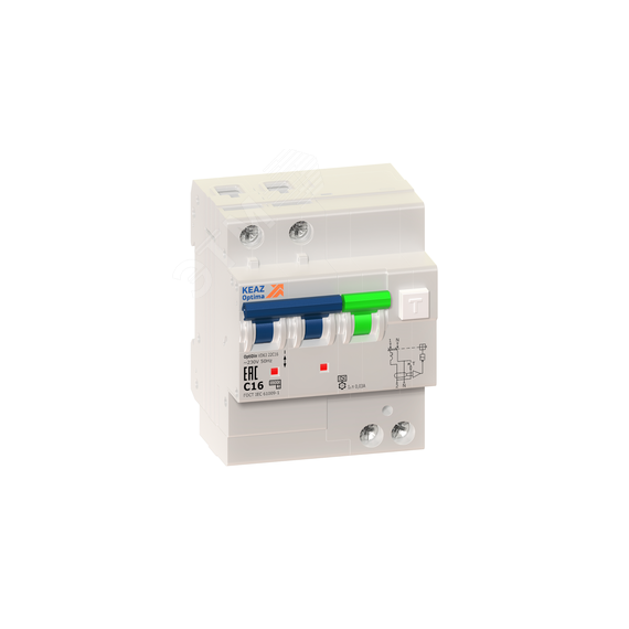 Выключатель автоматический дифференциального тока АВДТ с защитой от сверхтоков 2П 25А 30mA С 10кА OptiDin VD63-22C25-A-УХЛ4 КЭАЗ 350727