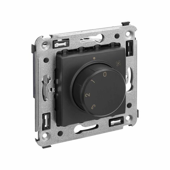 Механизм управления вентиляторами в стену, "Avanti", "Черный матовый"