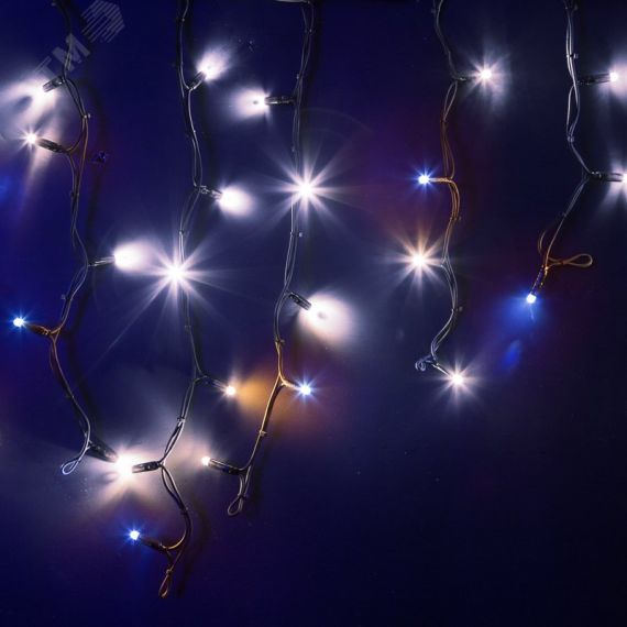 Гирлянда Айсикл Бахрома светодиодная 5х0,7 м, с эффектом мерцания, 152 LED, черный провод каучук, белое свечение Neon-Night 255-365