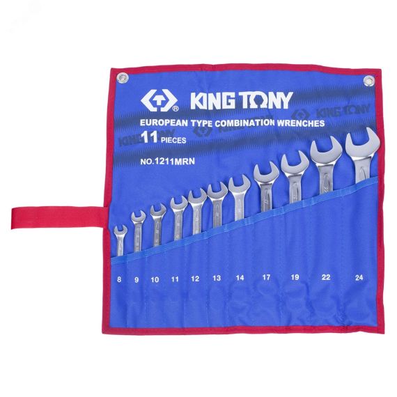 Набор комбинированных ключей, 8-24 мм, чехол из теторона, 11 предметов King Tony 1211MRN