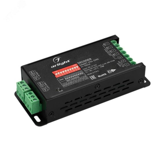 Декодер SMART-K54-DMX (12-24V, 4x6A) (ARL, IP20 Металл, 5 лет) Arlight 028448