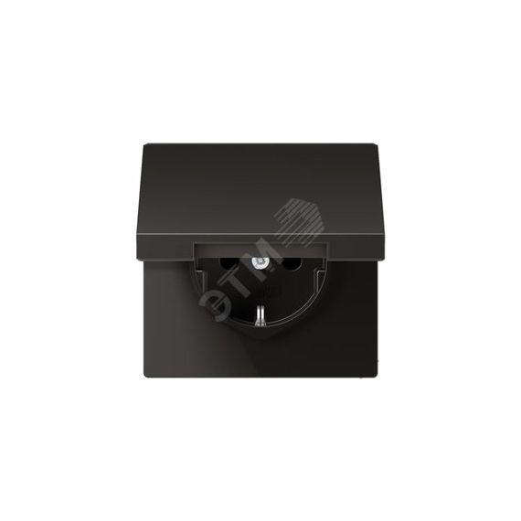 Штепсельная розетка SCHUKO одинарная, с заземлением, с откидной крышкой, 16A, 250В  (механизм + накладка, без рамки). Серия LS990  Материал- металл  Ц JUNG AL1520KLAN