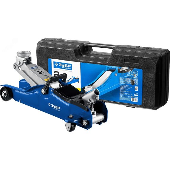 Домкрат подкатной с низким подхватом в кейс Профессионал Т-35 2т 85-330мм ЗУБР 43056-2-K