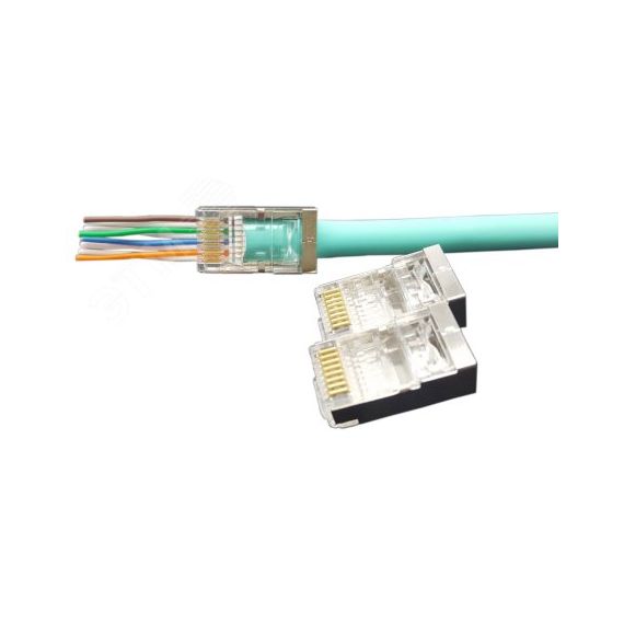 Разъем легкой оконцовки RJ-45 (8P8C) под витую пару Hyperline PLEZ-8P8C-U-C5-SH-100