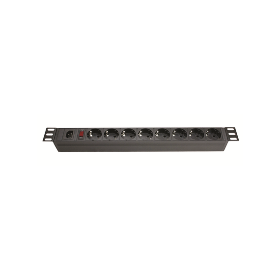 Блок распределения питания (PDU) 19&quot; 10A с выключателем, Вых:8 Schuko, Вх:С14