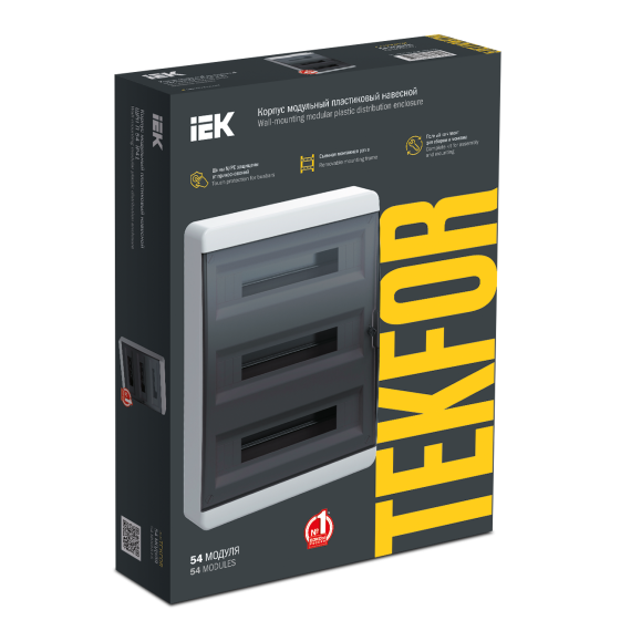TEKFOR Корпус пластиковый ЩРН-П-54 IP41 черная прозрачная дверь IEK