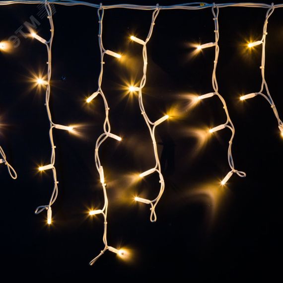 Гирлянда Айсикл Бахрома светодиодная 5х0,7 м, 152 LED, белый провод каучук, теплое белое свечение Neon-Night 255-376