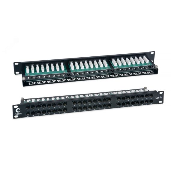 Патч-панель IDC-1U высокой плотности 19', 1U, 48 портов RJ-45, категория 5e, Dual IDC Cabeus PLHD-48-Cat.5e-Dual