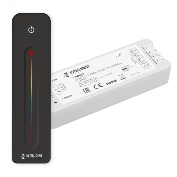 INTELLIGENT ARLIGHT Диммер SMART-SET-PWM-104-52-RGB-SUF White (12-24V, 3x4A, ПДУ LINE, 2.4G) (IARL, IP20 Пластик, 5 лет) Arlight 036189