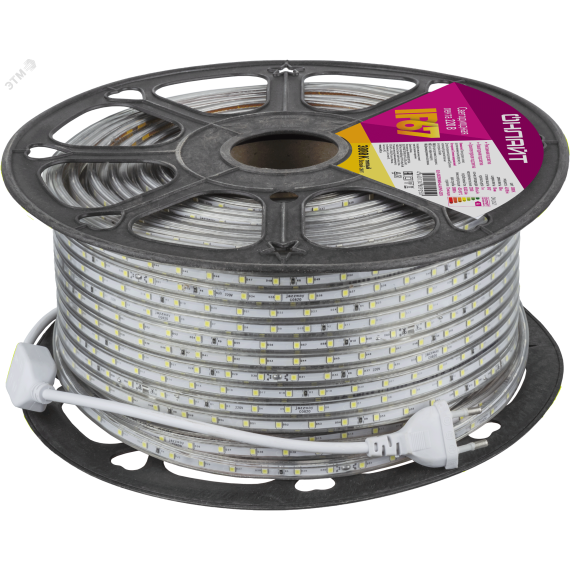 Лента светодиодная OLS-2835WW60-4.8-IP67-220V 50м ОНЛАЙТ 80925