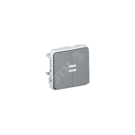 Plexo Переключатель двойной с подсветкой серый LEGRAND 069526