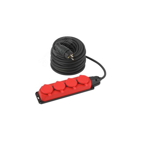 Удлинитель силовой UK-4e-3x1,5-30m-IP44(KG) с заземлением 4 розетки каучук 30м КГ 3х1,5мм2 IP44 ЭРА Б0057588