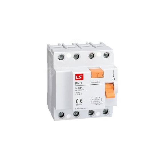 Дифференциальный выключатель нагрузки (УЗО) RKN 3P+N 40A 100mA AC-TYPE NEW ROGY (RUSSIA) LSIS Co 062400448B
