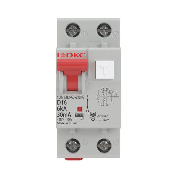 АВДТ YON MDR63 1P+N 16A C 100mA 6kA тип A