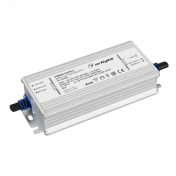 Блок питания ARPJ-LG-1431050-PFC (100W, 71-143V, 0.5-1.05A) (IP67 металл, 5 лет) Arlight 043262