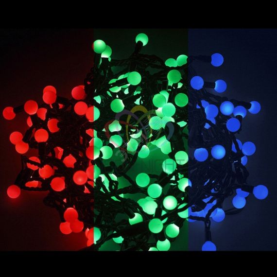 Гирлянда Мультишарики 23 мм, 10 м, черный ПВХ, 80 диодов, RGB Neon-Night 303-519