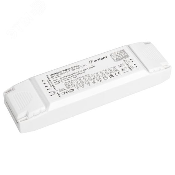 Блок питания ARJ-SP-40-PFC-1-10V-DALI2-PD (40W, 700-1200mA) (IP20 Пластик, 5 лет) Arlight 025125(1)