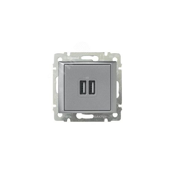 VALENA Розетка двойная USB алюминий Daccord/Legrand 770270