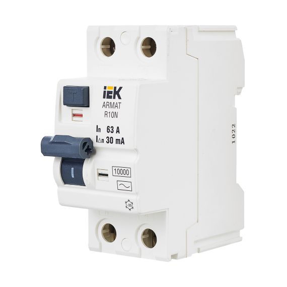 ARMAT Выключатель дифференциального тока R10N 2P 63А 30мА тип AC IEK