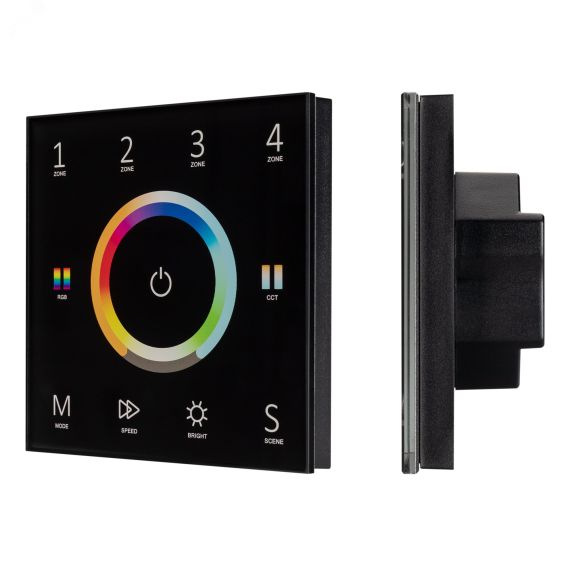 Панель Sens SMART-P67-MULTI Black (230V, 4 зоны, 2.4G) (ARL, IP20 Пластик, 5 лет) Arlight 028322