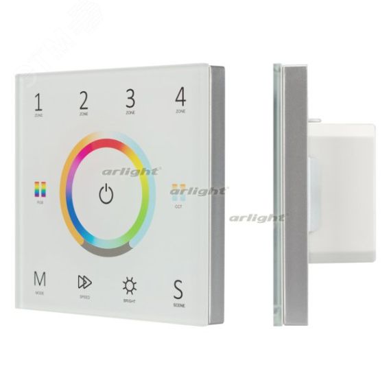Панель Sens SMART-P67-MULTI White (230V, 4 зоны, 2.4G) (ARL, IP20 Пластик, 5 лет) Arlight 028321