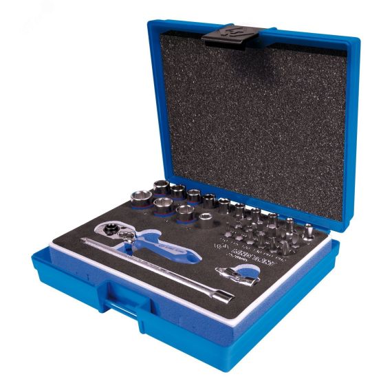 Набор торцевых головок с принадлежностями 1/4', шестигранные, 4-14 мм, 29 предметов King Tony 2528MRV