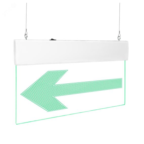 Оповещатель световой с резервным источником питания Молния-220-РИП Ультра Стрелка  влево зеленые светодиоды ПОДВЕСНОЕ КРЕПЛЕНИЕ Вистл Молния Ультра 220 РИП СтрВлП