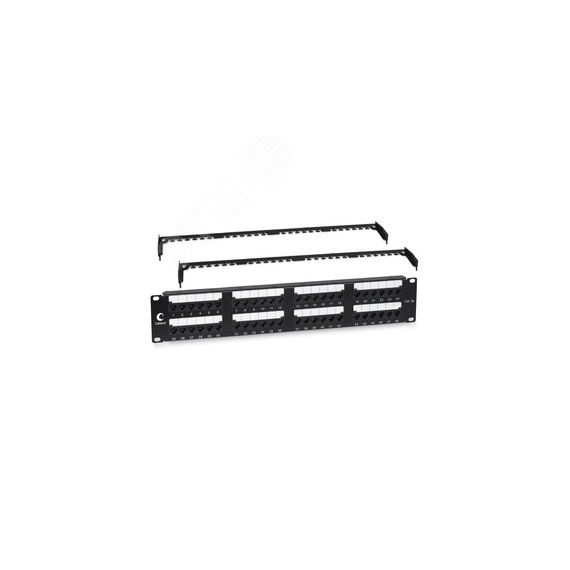 Патч-панель IDC 19' (2U), 48 портов RJ-45, категория 5e, Dual IDC, с задним кабельным организатором Cabeus PL2-48-Cat.5e-Dual