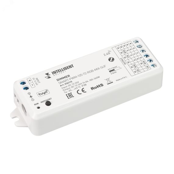 Диммер SMART-PWM-105-72-RGB-MIX-SUF (12-24V, 5x3A, ZB, 2.4G) INTELLIGENT ARLIGHT Arlight 036115