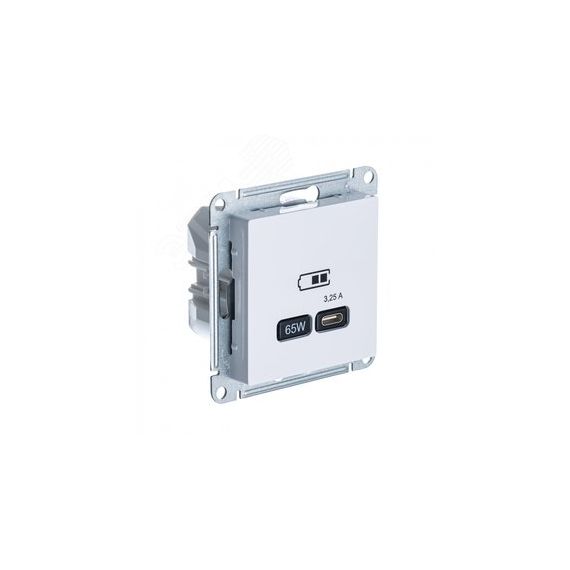 ATLASDESIGN USB РОЗЕТКА тип-C 65W высокоскор.заряд. QC, PD, механизм, БЕЛЫЙ SE (Systeme) ATN000127