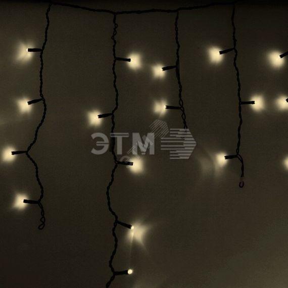 Гирлянда Айсикл Бахрома светодиодный, 4,8 х 0,6 м, черный провод, 230 В, диоды тёплый белый, 176 LED Neon-Night 255-156