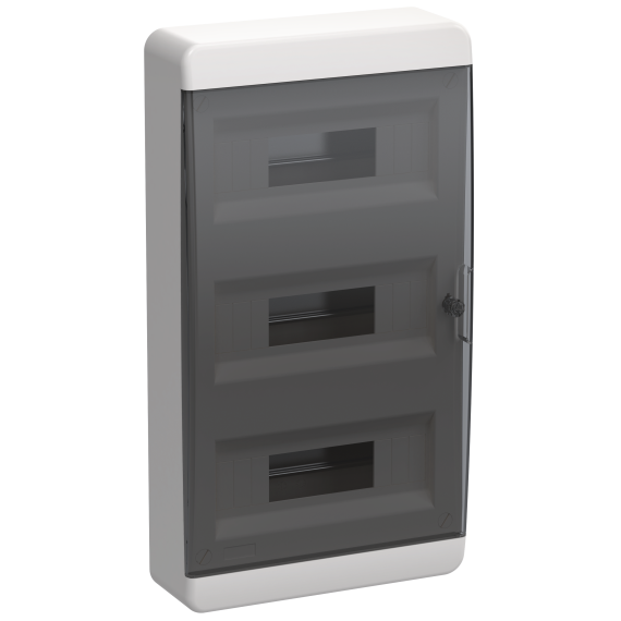 TEKFOR Корпус пластиковый ЩРН-П-36 IP41 черная прозрачная дверь IEK