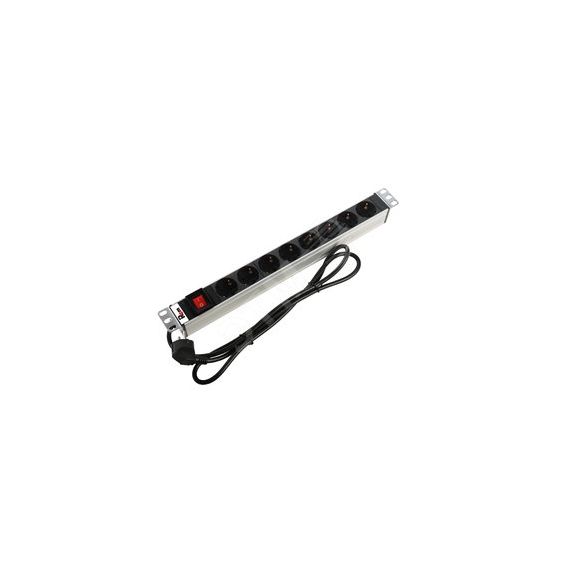 Блок розеток Rem-16 с выключателем и USB-портом, 6Schuko, 16A, алюм., 19', шнур 1,8 м. ЦМО R-16-6S-V-U-440-1.8