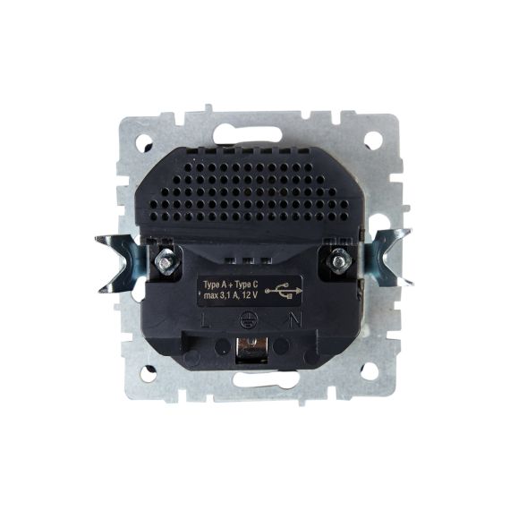 BRITE Розетка 1-местная с заземлением с защитными шторками 16А с USB A+C 18Вт РЮш11-1-БрМ маренго IEK