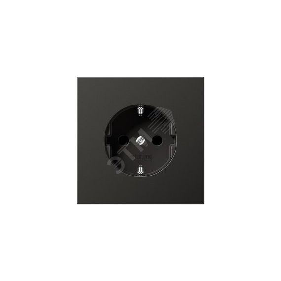 Штепсельная розетка SCHUKO одинарная, с заземлением, с шторками, 16A, 250В  (механизм + накладка, без рамки). Серия LS990  Материал- металл  Цвет- ант JUNG AL1520KIAN