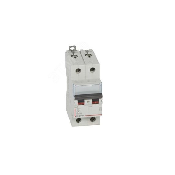 Выключатель автоматический двухполюсный 6А D DX3 6kA/10kA LEGRAND 408027